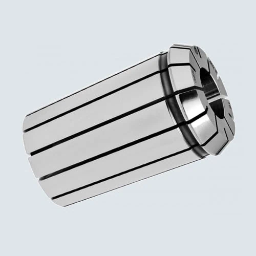 Nahaufnahme einer FAHRION-OZ-Spannzange. Sie zeigt das charakteristische zylindrische Design mit gleichmäßigen Schlitzen für präzises Spannen in Werkzeugmaschinen.